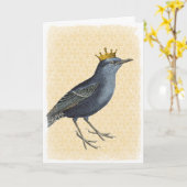 Vintager True Blue Bird mit Goldkrone Karte (Gelbe Blume)