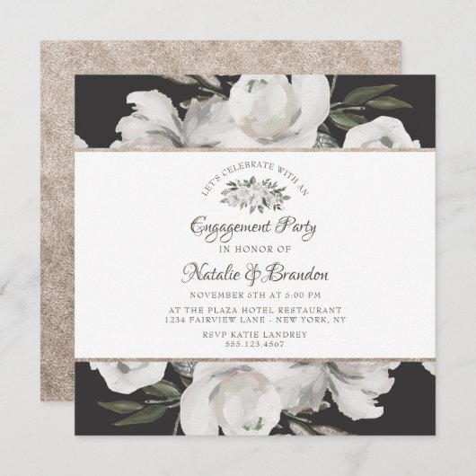 Vintager Tscherisch Feiern: Engagement Einladung (Vorne/Hinten)