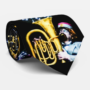 Vintager Tuba-Spieler-und Sänger-Musiknoten Krawatte