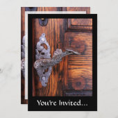 Vintager Türgriff, echtes Anwesen aus altem Holz Einladung (Vorne/Hinten)