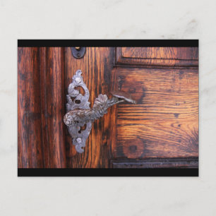 Vintager Türgriff, echtes Anwesen aus altem Holz Postkarte