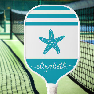 Vintager türkisblauer Strandstar Pickleball Schläger