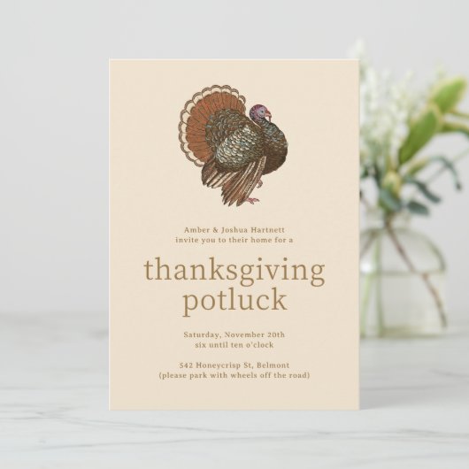 Vintager türkischer Erntedank Potluck Einladung (Stehend Vorderseite)