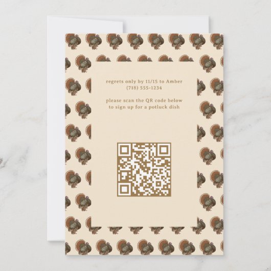 Vintager türkischer Erntedank Potluck Einladung (Rückseite)