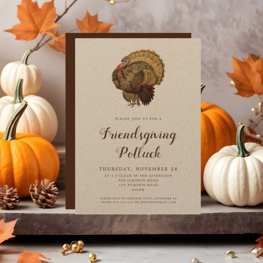 Vintager türkischer Erntedank Potluck Einladung