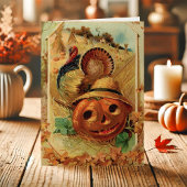 Vintager türkischer Pumpkin-Erntedank Feiertagskarte