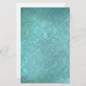 Vintager türkisfarbener Damast Briefpapier (Vorne/Hinten)