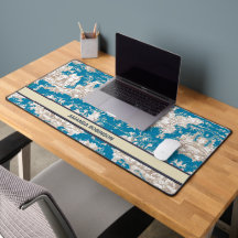 Vintager türkisfarbener Toile de jouy monogram