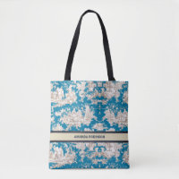 Vintager türkisfarbener Toile de jouy monogram
