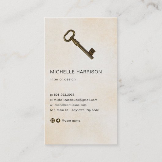 Vintager Türknauf - Antiquitätendesigner Visitenkarte (Rückseite)