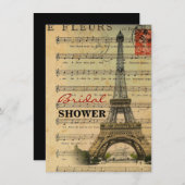Vintager Turm Musiknotenfranzoseparis Eiffel Einladung (Vorne/Hinten)