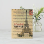 Vintager Turm Musiknotenfranzoseparis Eiffel Einladung (Stehend Vorderseite)