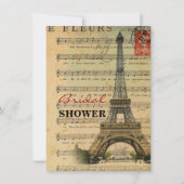 Vintager Turm Musiknotenfranzoseparis Eiffel Einladung (Vorderseite)