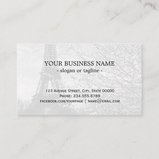 Vintager Turm Paris Eiffel Visitenkarte (Rückseite)