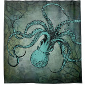 Vintager Twisty Octopus (Aqua) Duschvorhang (Vorderseite)