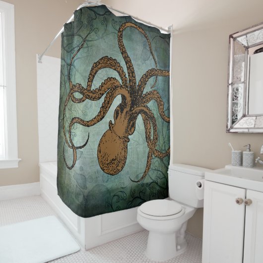 Vintager Twisty Octopus (braun) Duschvorhang (Beispiel)
