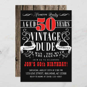 Vintager Typ Man Myth Legend Men's 50. Geburtstag Einladung