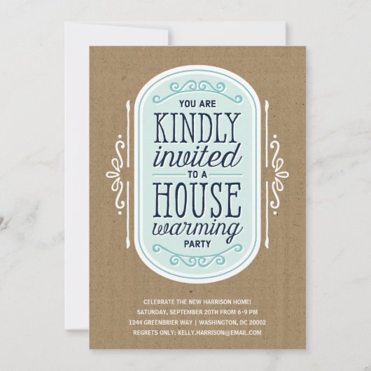 Vintager Typografie| Housewarming Pary Einladung (Vorderseite)