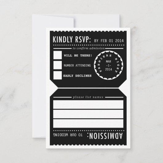 Vintager UAWG-Ticket in Schwarz RSVP Karte (Vorderseite)