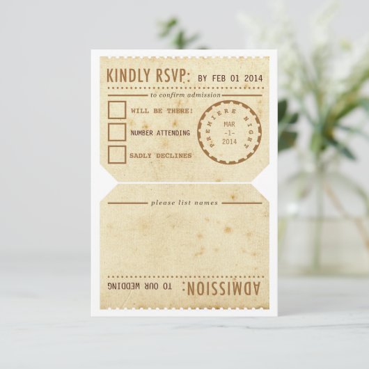 Vintager UAWG-Ticket RSVP Karte (Stehend Vorderseite)