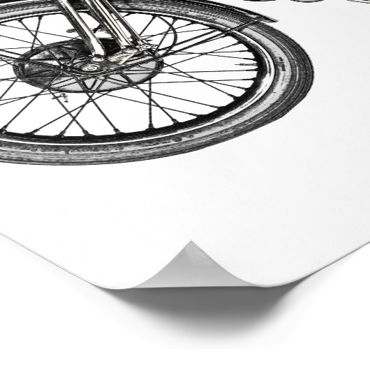 Vintager überragender Motorradstift Zeichnend Poster (Ecke)