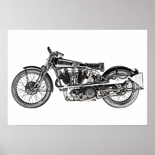Vintager überragender Motorradstift Zeichnend Poster (Vorne)