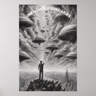 Vintager Ufosaucer Invasion, Außerirdischen, Weltr Poster