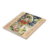 Vintager Ukiyo-e-geisha mit Schirm Fliese (Seite)