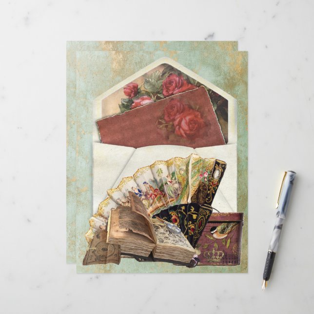 Vintager Umschlag Fan Hat Box Altes Buch einfügen (Vorderseite/Rückseite Beispiel)