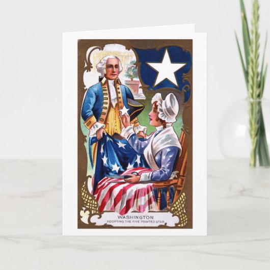 Vintager Unabhängigkeits-Tag Washington u. Flagge Karte (Vorderseite)