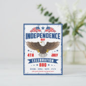 Vintager Unabhängigkeitstag, 4. Juli Einladung Postkarte (Stehend Vorderseite)
