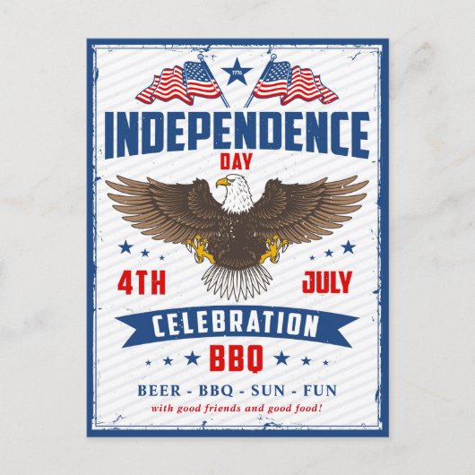 Vintager Unabhängigkeitstag, 4. Juli Einladung Postkarte (Vorderseite)