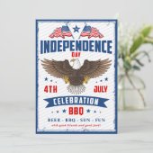 Vintager Unabhängigkeitstag, 4. Juli Party Einladung (Stehend Vorderseite)