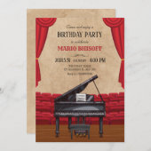 Vintager und eleganter Klavierjahrstag Bühne Einladung (Vorne/Hinten)