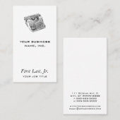 Vintager Underwood beunruhigte Schreibmaschine Visitenkarte (Vorne/Hinten)