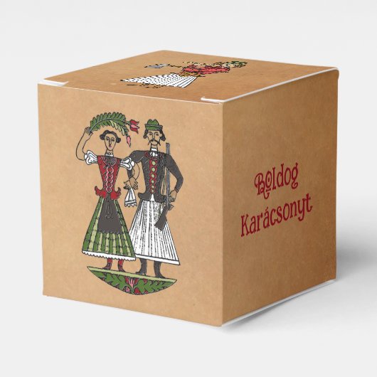 Vintager ungarischer Papierwürfel Geschenkschachtel (Vorderseite)