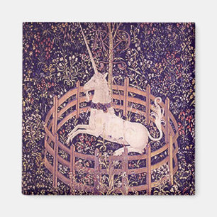Vintager Unicorn in der Gefangenschafts-Tapisserie Magnet