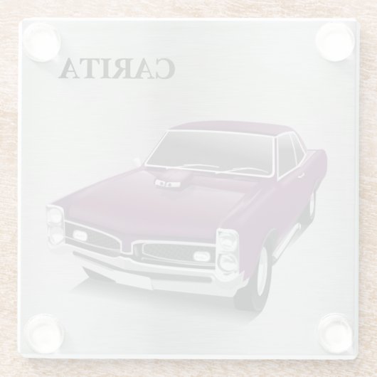 Vintager Untersetzer aus klassischem Autoglas (Rückseite)