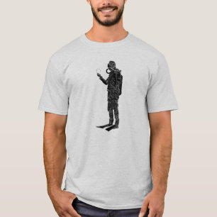 Vintager UNTERWASSERATEMGERÄT Taucher mit T-Shirt