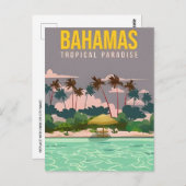 Vintager Urlaub auf Bahamas tropischer Insel Postkarte (Vorne/Hinten)