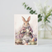 Vintager Urlaub Bunny Holiday Feiertagspostkarte (Stehend Vorderseite)