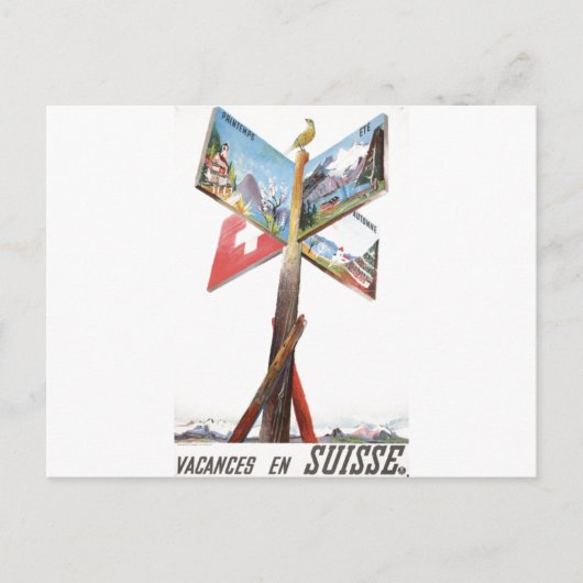 Vintager Urlaub in der Schweiz Postkarte (Vorderseite)