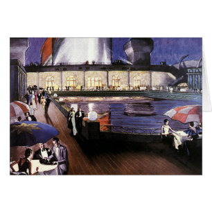 Vintager Urlaub, Kreuzfahrtschiff auf Pool Deck