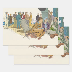 Vintager Urlaub, Kreuzfahrtschiff für Reisende Geschenkpapier Set