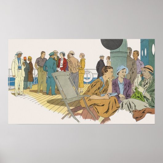 Vintager Urlaub, Kreuzfahrtschiff für Reisende Poster (Vorne)