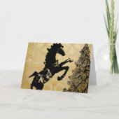 Vintager Urlaub mit Pferd und Weihnachtsbaum Karte (Vorderseite)