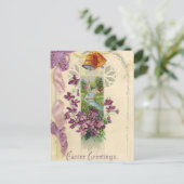 Vintager Urlaub Ostern Gruß Postkarte (Stehend Vorderseite)