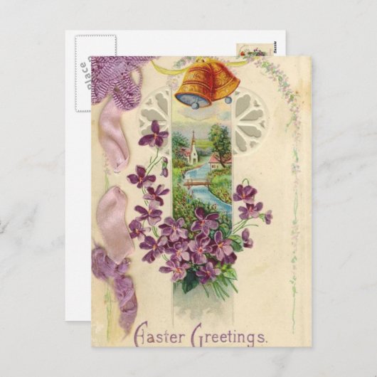 Vintager Urlaub Ostern Gruß Postkarte (Vorne/Hinten)