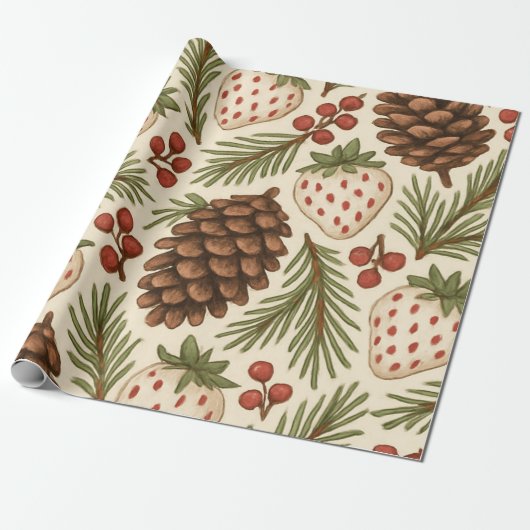 Vintager Urlaub Pinecone Geschenkpapier (Ungerollt)