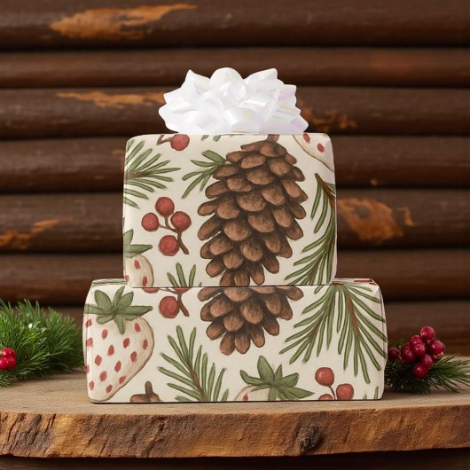 Vintager Urlaub Pinecone Geschenkpapier